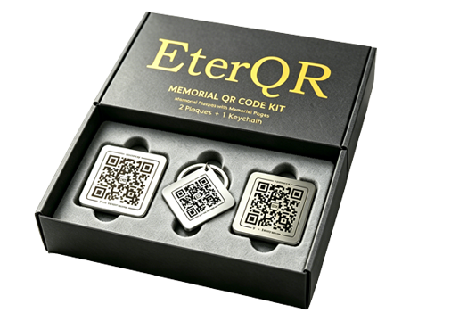 EterQR memorial plaque set with digital remembrance access