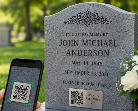 Memorial plaque placed at a gravesite